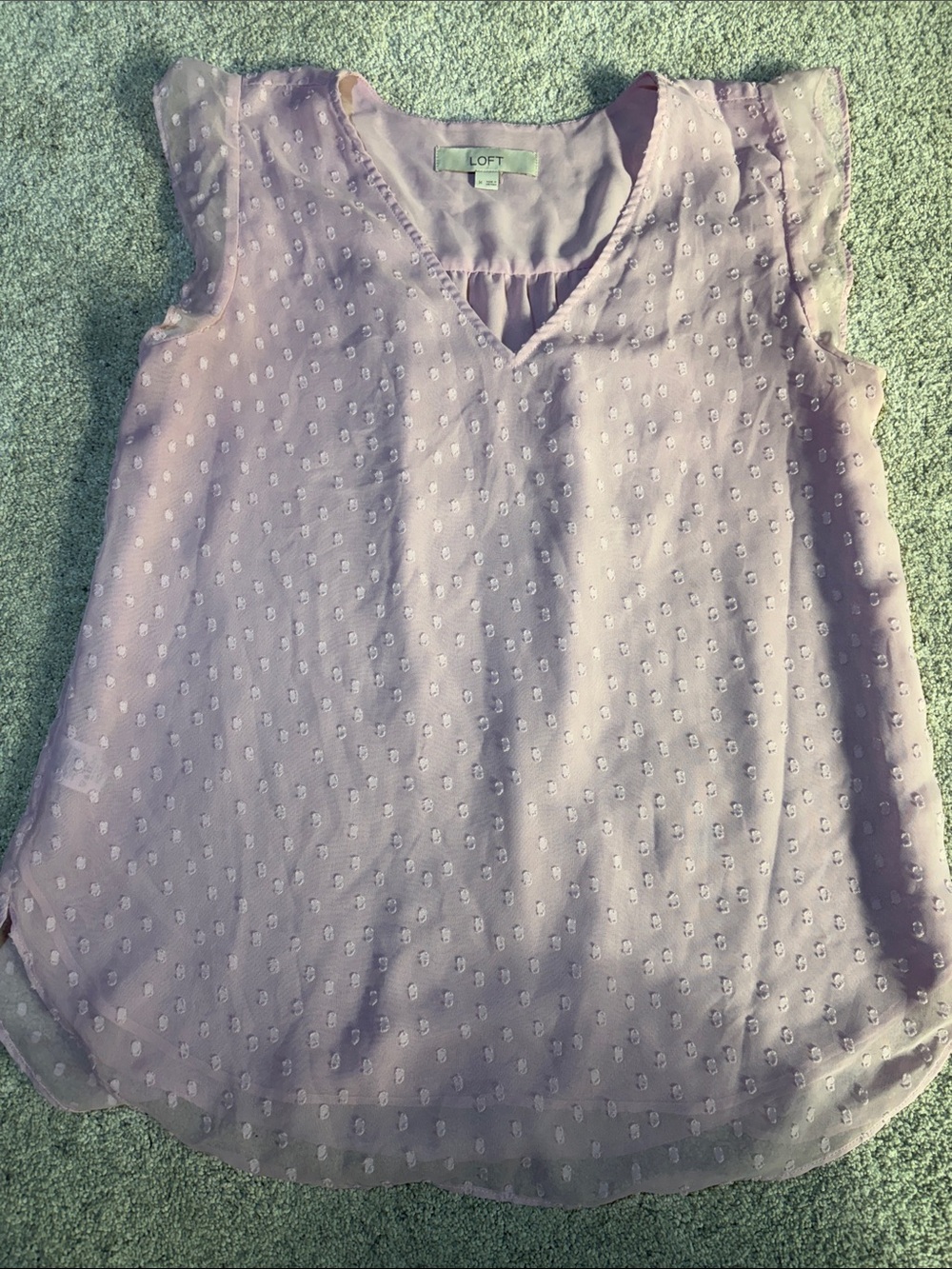 LOFT Light Purple Flutter Sleeve Swiss Dot Camisole